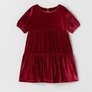 Zara Red Tiered Velvet Toddler Dress